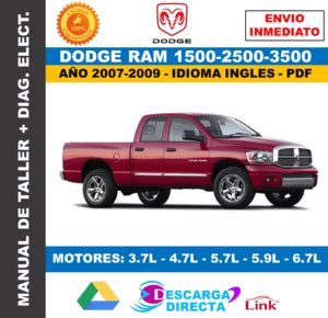 MANUAL DE TALLER DODGE RAM 1500 2500 3500 2007 2009 INCLUYE DIAGRAMAS