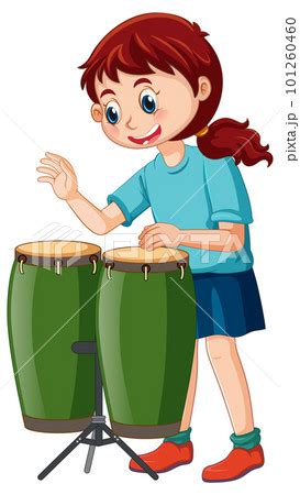 Girl Playing Conga Drums Vector Pixta