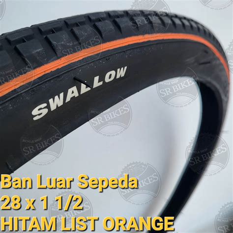 Ban Luar 28 X 1 1 2 Sepeda Onthel Unto HITAM List Orange SWALLOW DELI