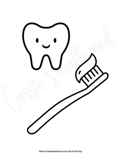 Simple Tooth And Toothbrush Coloring Page Cassie Smallwood