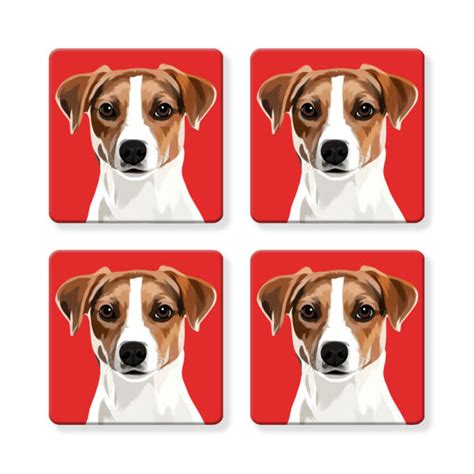 Set Of Mdf Coasters Jack Russell Naked Decor