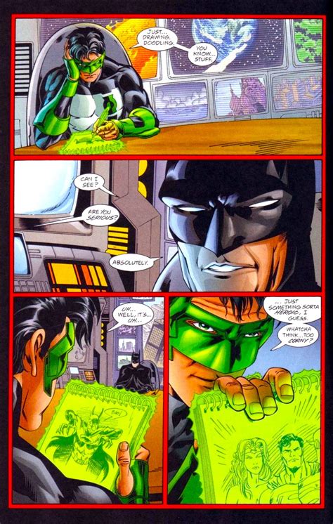 Comic Excerpt Kyle Decoys His Drawing From Batman Jla Secret Files