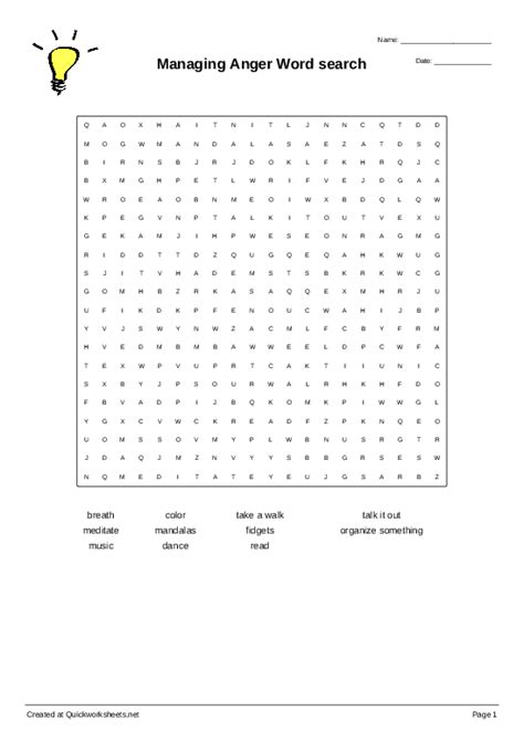 Anger Management Word Search Printable Word Search Maker