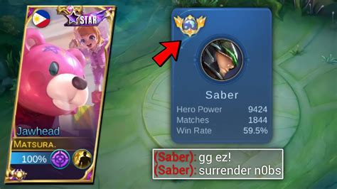 I MET TOP GLOBAL SABER PLAYER IN MYTHICAL GLORY HIGH RANK JAWHEAD BEST