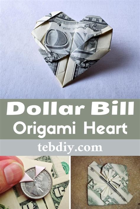 Dollar Bill Origami Heart Idea For a Personalized Gift - Teb DIY