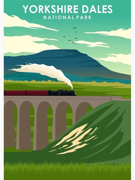 Yorkshire Dales National Park Retro England Travel Poster Sticker By Jornvanhezik Redbubble