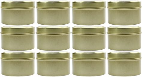 6 Ounce Round Gold Tins Candle Tins 12 Pack Metal Tins For Candles Diy Party Favors And More