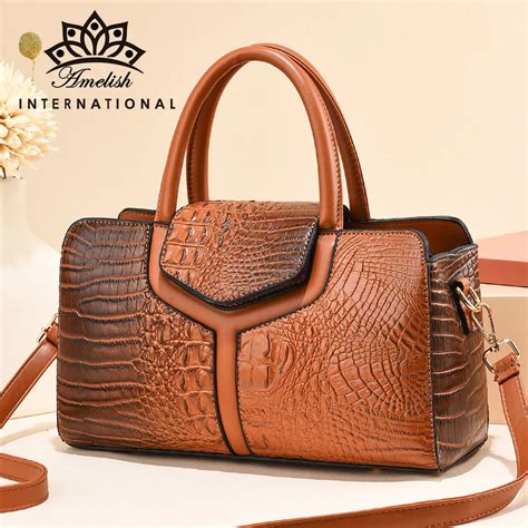 Bolsa De Couro De Alta Qualidade Para As Mulheres Crocodilo Messenger