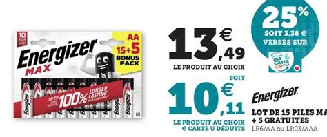 Promo Lot De 15 Piles Max 5 Gratuites Energizer Chez Hyper U