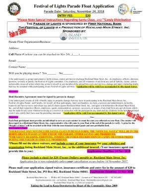 Fillable Online Festival Of Lights Parade Float Application Fax Email