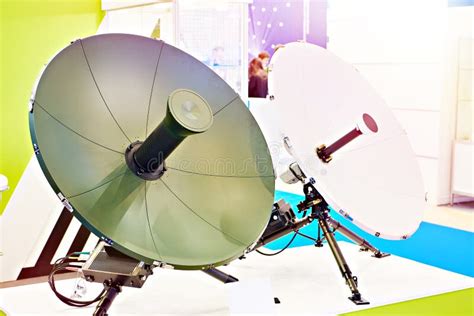 Antennas for Mobile Satellite Communication Stations Stock Photo ...