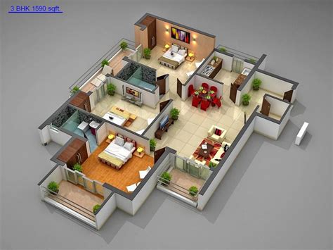 3D House Designs for 900 Sq Ft in India