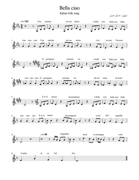 Bella Ciao Sheet Music For Piano Download Free In Pdf Or Midi