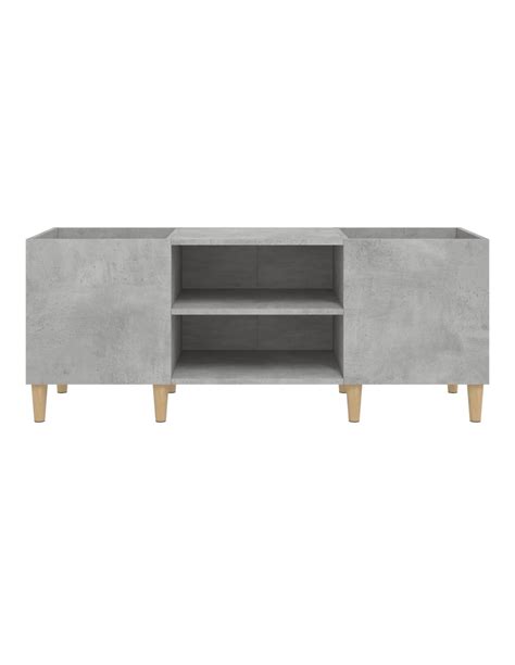 Meuble Platine Vinyles Gris B Ton Avec Rangement Vinyles Pieds Scandi