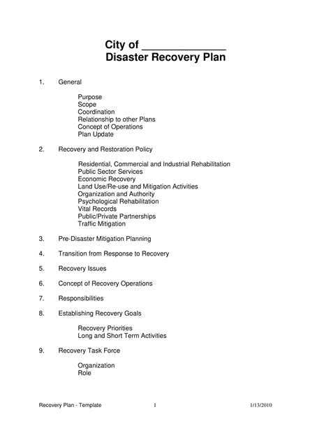 Free Printable Disaster Recovery Plan Templates [excel Pdf Word]