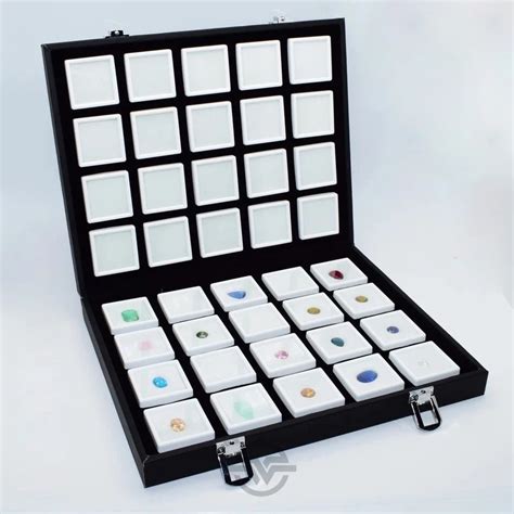 Portable Black Pu Travel Gem Box Gemstone Storage Case Jewelry Tray