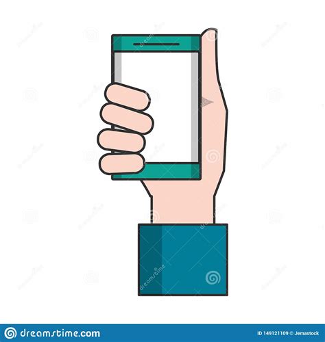 Hand Holding Smartphone Cartoon Isolated Stock Vector Illustration Of