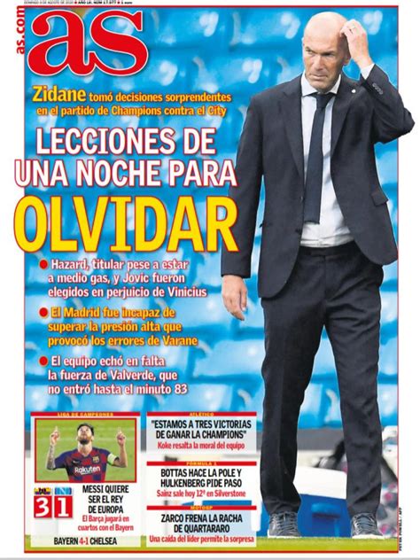 La Portada Del Diario As 09 08 2020