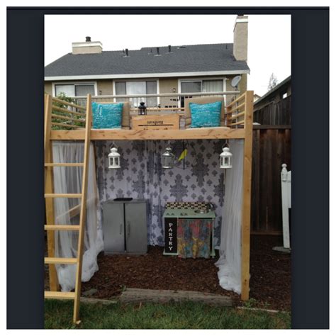 Repurposed A Loft Bed Into A Star Gazing Playhouse Backyard Fort Diy