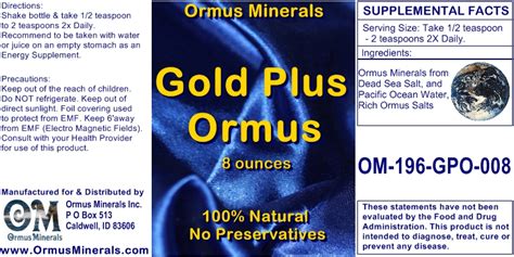 Ormus Probiotics - Ormus Minerals - Gold Plus Ormus