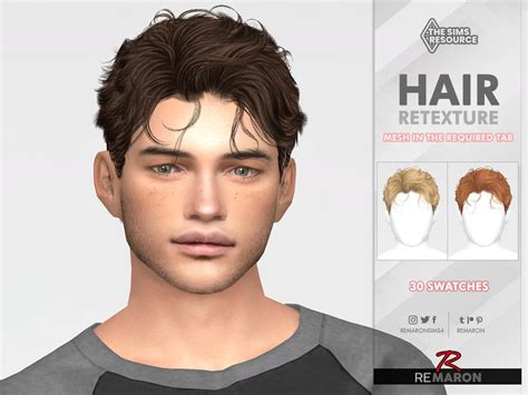 remaron's TO0708 Hair Retexture Mesh Needed | Sims 4 hair male, Sims ...