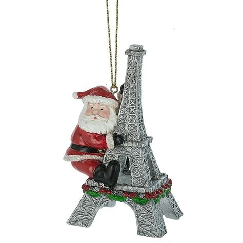 Santa Climbing Up Eiffel Tower Christmas Holiday Ornament - Walmart.com ...