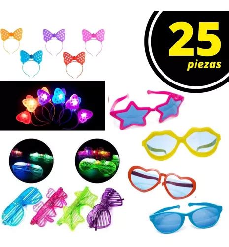 25 Paquete Fiesta Luminosa Batucada Lentes Neon Diademas Luz Envío gratis