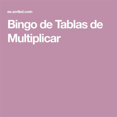 A Pink Background With The Words Bingo De Tablas De Multiplicar