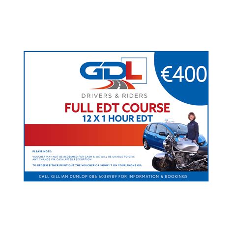 12 X1 Hour Essential Driver Training Edt Printable Voucher Gdl Drivers