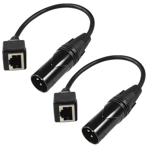 Hqrp 2 Pack 3 Pin Xlr Male To Rj45 Adapter Rj45 To Xlr Dmx Cable Network Connector Extension