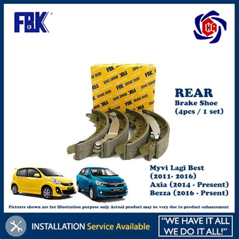 Perodua Myvi Lagi Best Axia Bezza Rear Fbk Brake Shoe Pcs Set