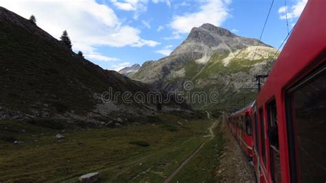 Mountain Train in Swiss Alps during Summer Stock Photo - Image of ...