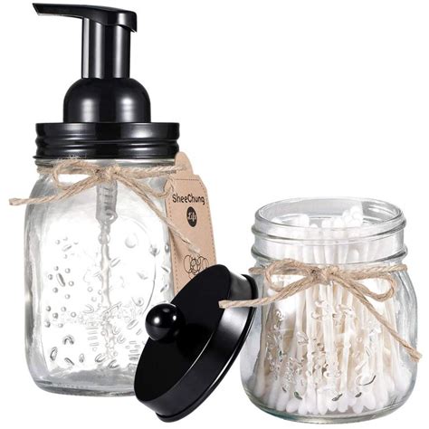 SheeChung Mason Jar Bathroom Accessories Set Includes Mason Jar