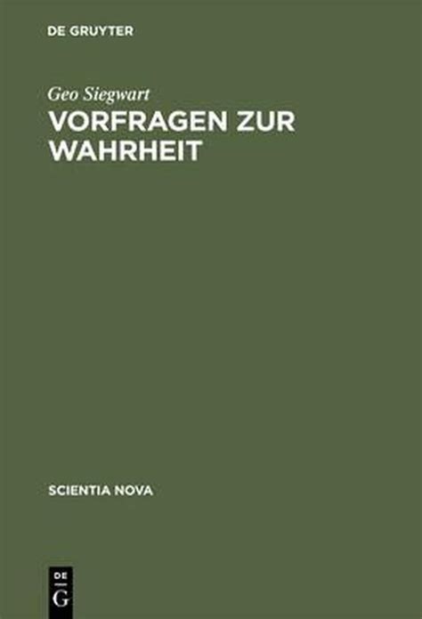 Vorfragen Zur Wahrheit Geo Siegwart 9783486560244 Boeken Bol