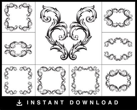 Vintage Baroque Frame Svg Clipart Monogram Svg Vintage Vector French