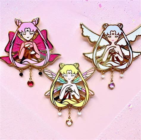 Pretty Guardian Enamel Pin Set Fairy Usagi Queen Serenity Wicked Lady