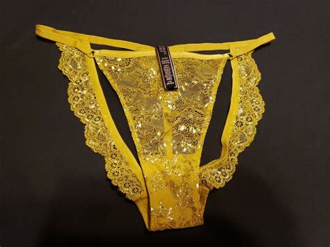 Victorias Secret Rare Very Sexy L Gold String Bikini Thong Lace Ebay