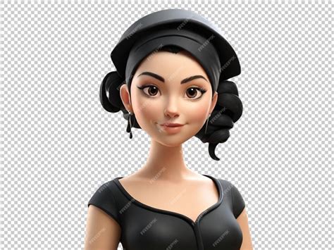 Premium Psd Psd Of A 3d Cartoon Character Wearing Black Arabic Dress