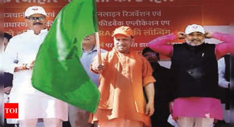 Cm Yogi Adityanath Flags Off Rajdhani Bus To Link Lucknow With