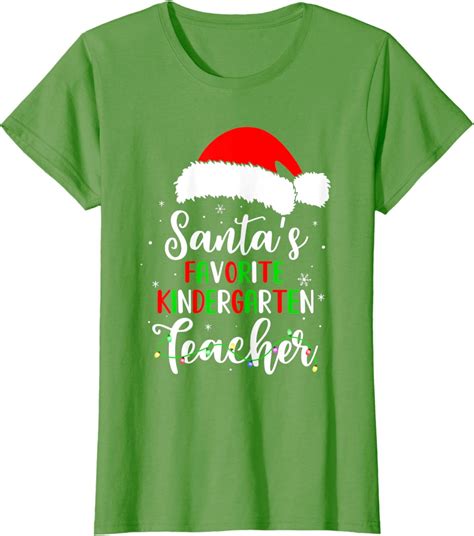 Santas Favorite Kindergarten Teacher Santa Christmas Light T Shirt