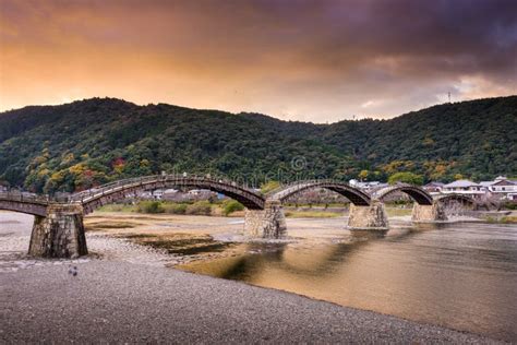 Iwakuni Japan At Kintaikyo Bridge Over The Nishiki River A Stock Image