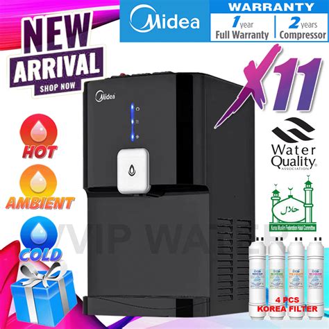 New Design Midea Mild Alkaline Tabletop Water Dispenser Hot Ambient Cold Model 1662 X11