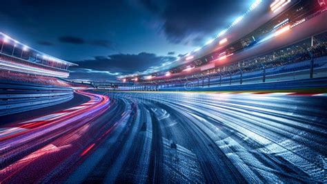 High-Speed Night Race Track. Generative Ai Stock Illustration ...