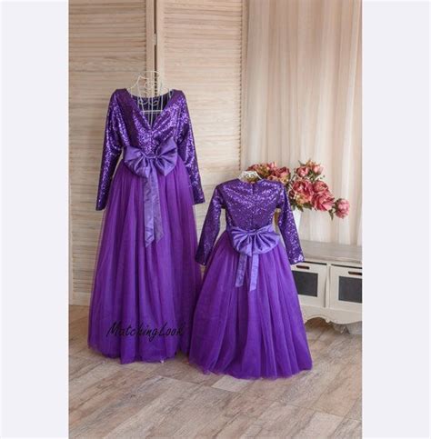 Purple Matching Outfits Mother Daughter Matching Dress Photoshoot