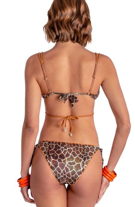 Bikini Brassiere Imbottita Dainetto Con Lacci Intrecciati Stampa