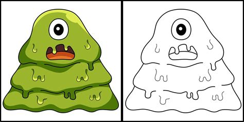 Monster Slime Coloring Page Colored Illustration 11416888 Vector Art at ...