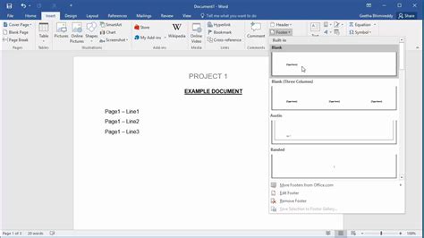 How To Add Header And Footer To A Document In Word 2016 Youtube