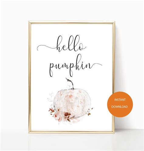 Hello Pumpkin Fall Print, Fall Printable Art, Rustic Fall Print, Fall Wall Art, Fall Decor ...