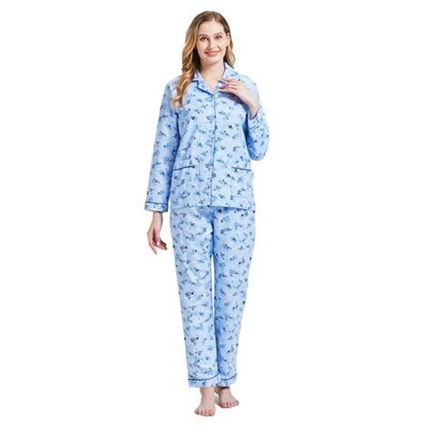 Global 100 Cotton Comfy Flannel Pajamas For Women 2 Piece Warm And