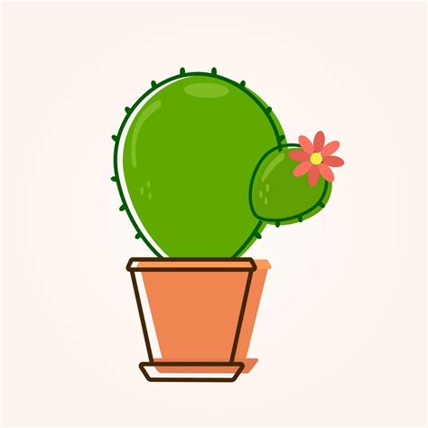 Green Prickly Round Cactus With Pink Blooming Flower In Brown Pot